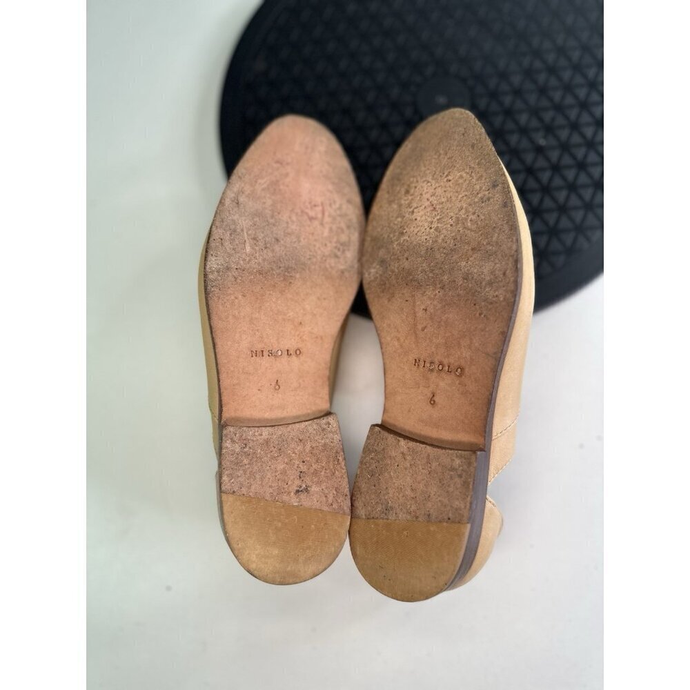 Nisolo Brandy Beige Leather Emma d'Orsay Oxford Flat Slip On Point Toe Sz 6 - Picture 7 of 7